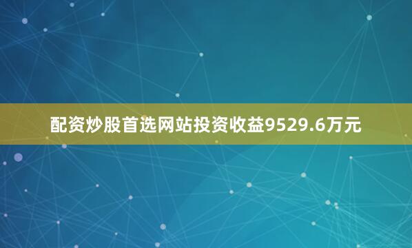 配资炒股首选网站投资收益9529.6万元
